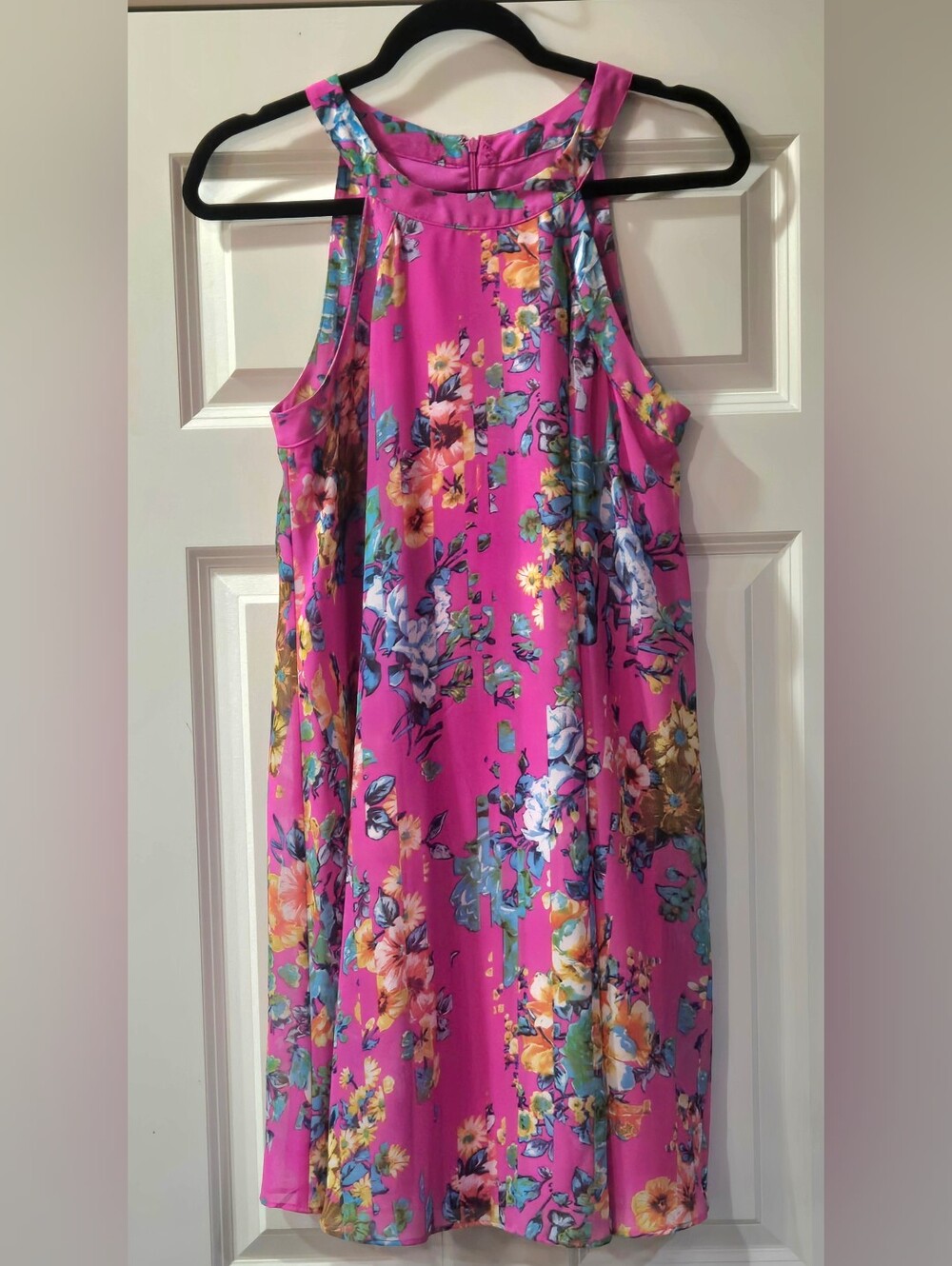 Betsey Johnson Bright Pink Floral Strapless Midi Dress
